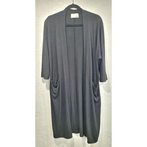 Wilfred Free Zlata LONG‎ Sweater Open Front Kimono Cardigan Black Size Small